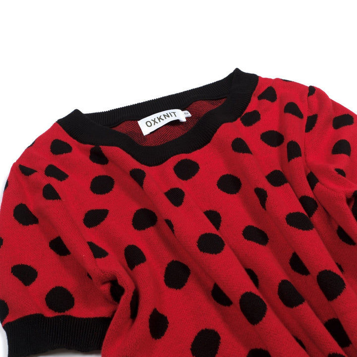 Women's polka dot rose jacquard dress set
