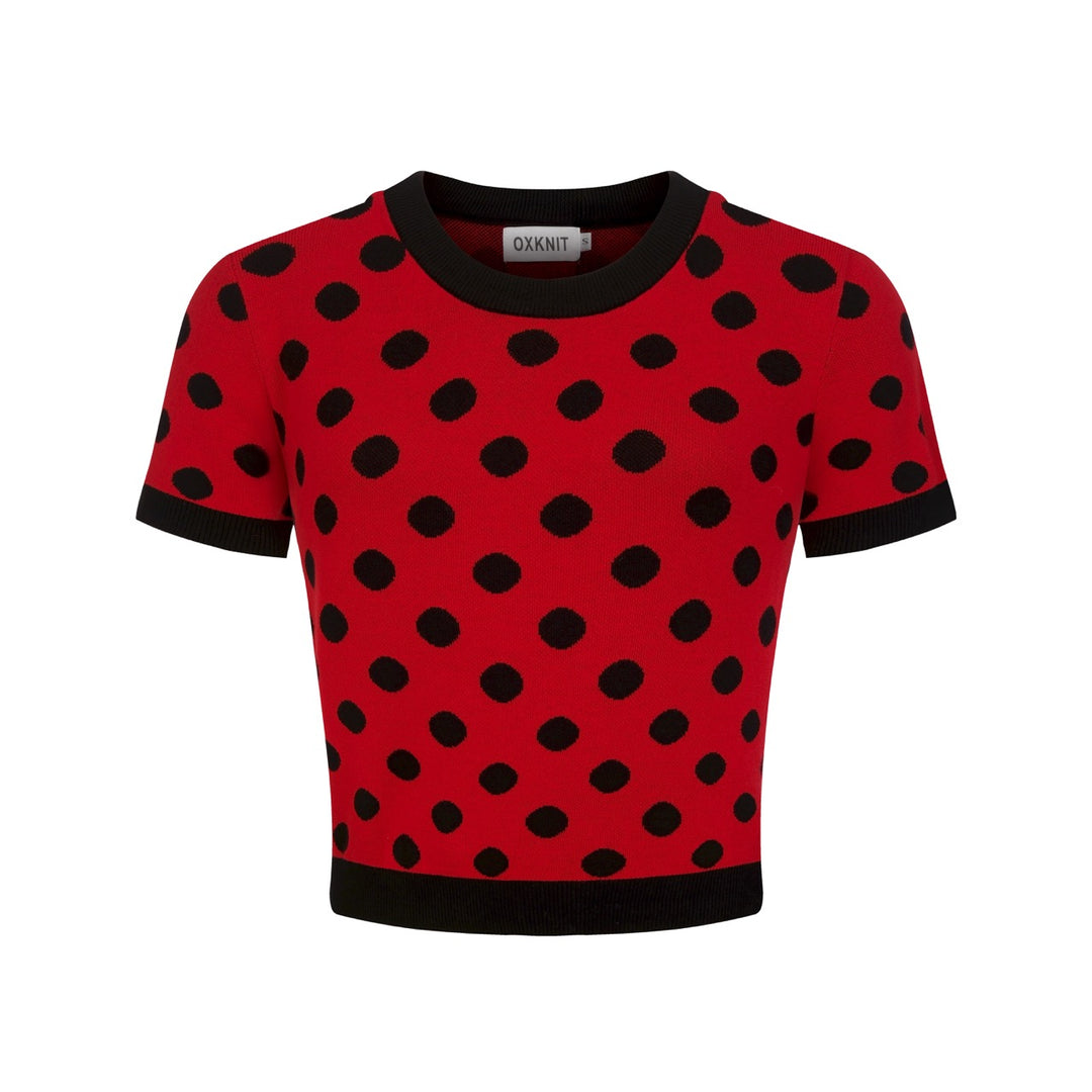 Women's polka dot rose jacquard dress set