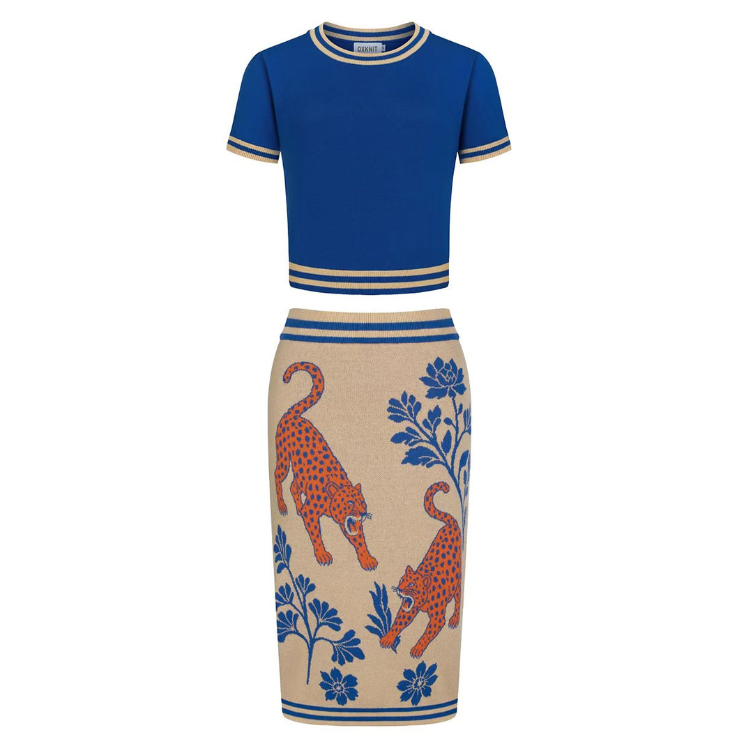Women's Exotic Retro Jacquard Dress Set, Colored / XL