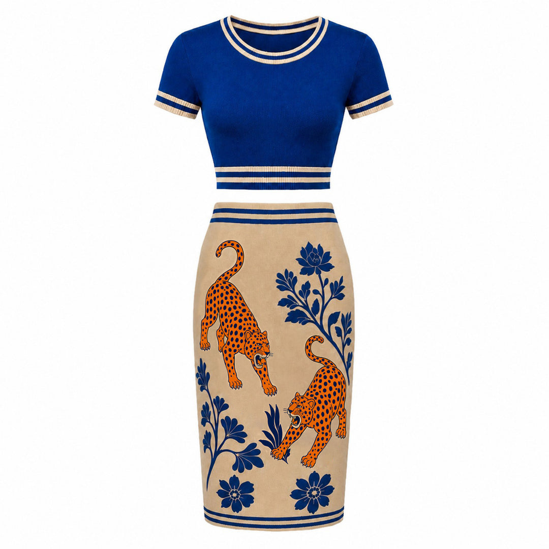 Women's Exotic Retro Jacquard Dress Set OXKnit Women's Exotic Retro Jacquard Dress Set OXKnit