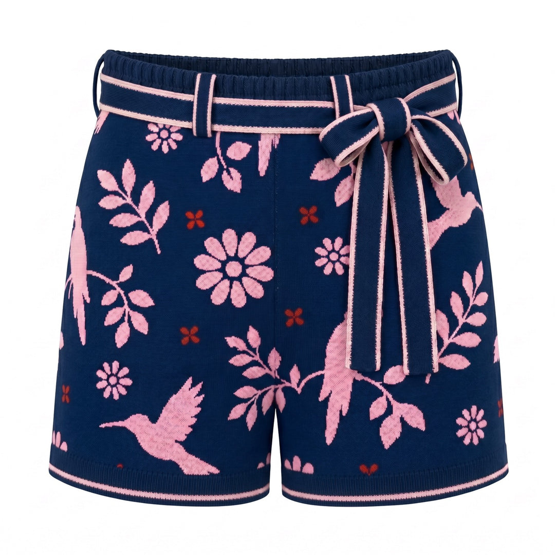 Pantalones cortos de punto blancos retro con rayas de arcoíris para hombre