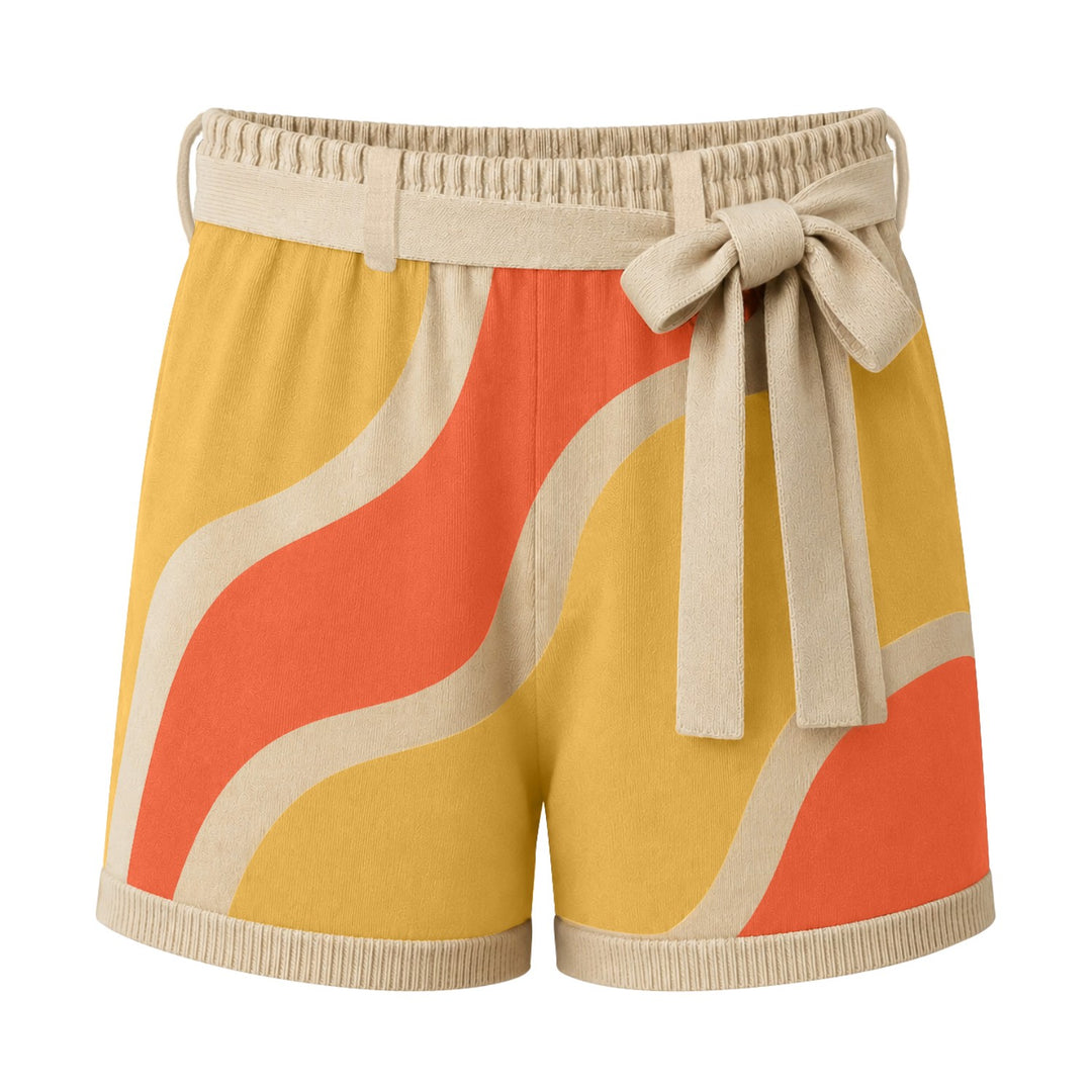 Hvide retro regnbuestribede strikshorts til mænd