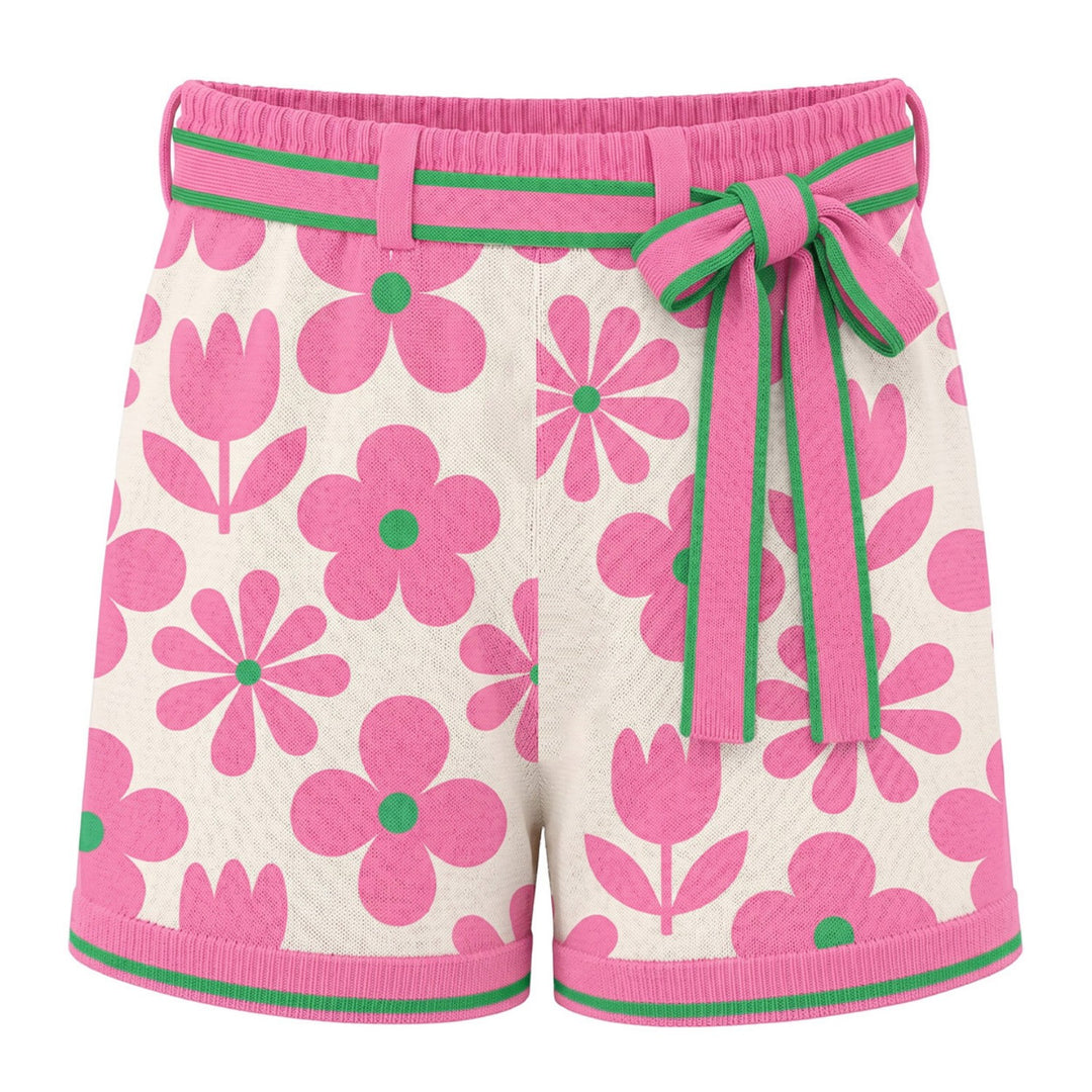 Pantalones cortos de punto blancos retro con rayas de arcoíris para hombre