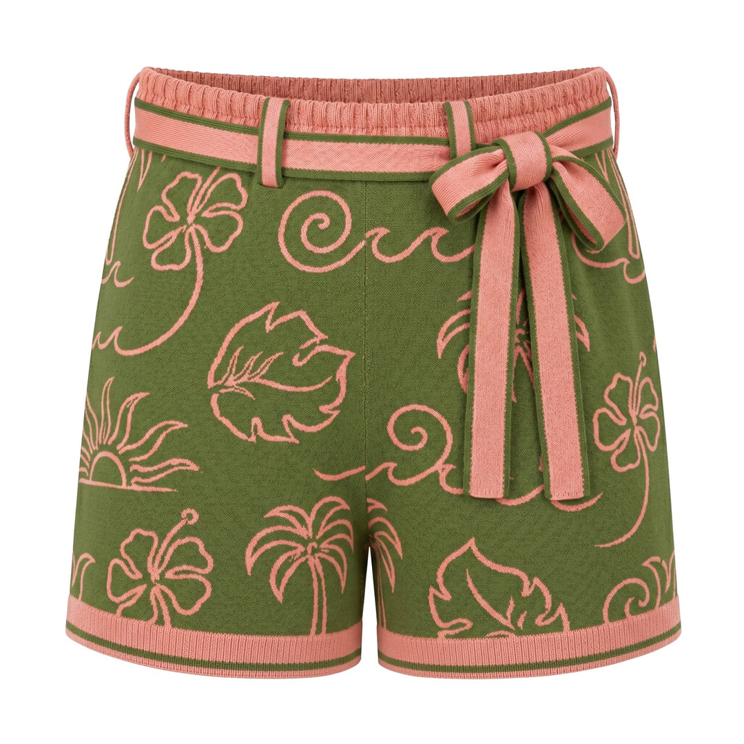 Hvide retro regnbuestribede strikshorts til mænd