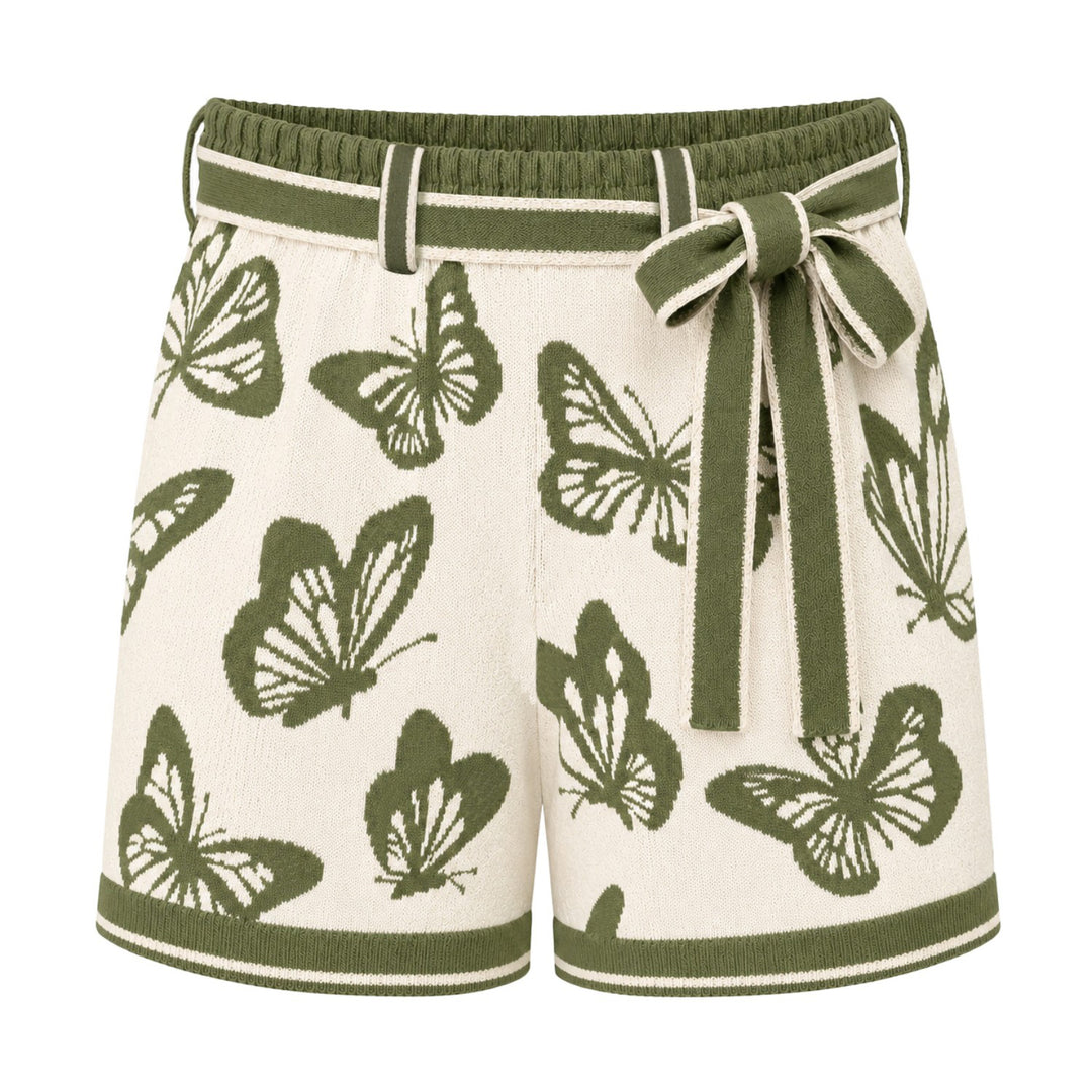 Hvide retro regnbuestribede strikshorts til mænd