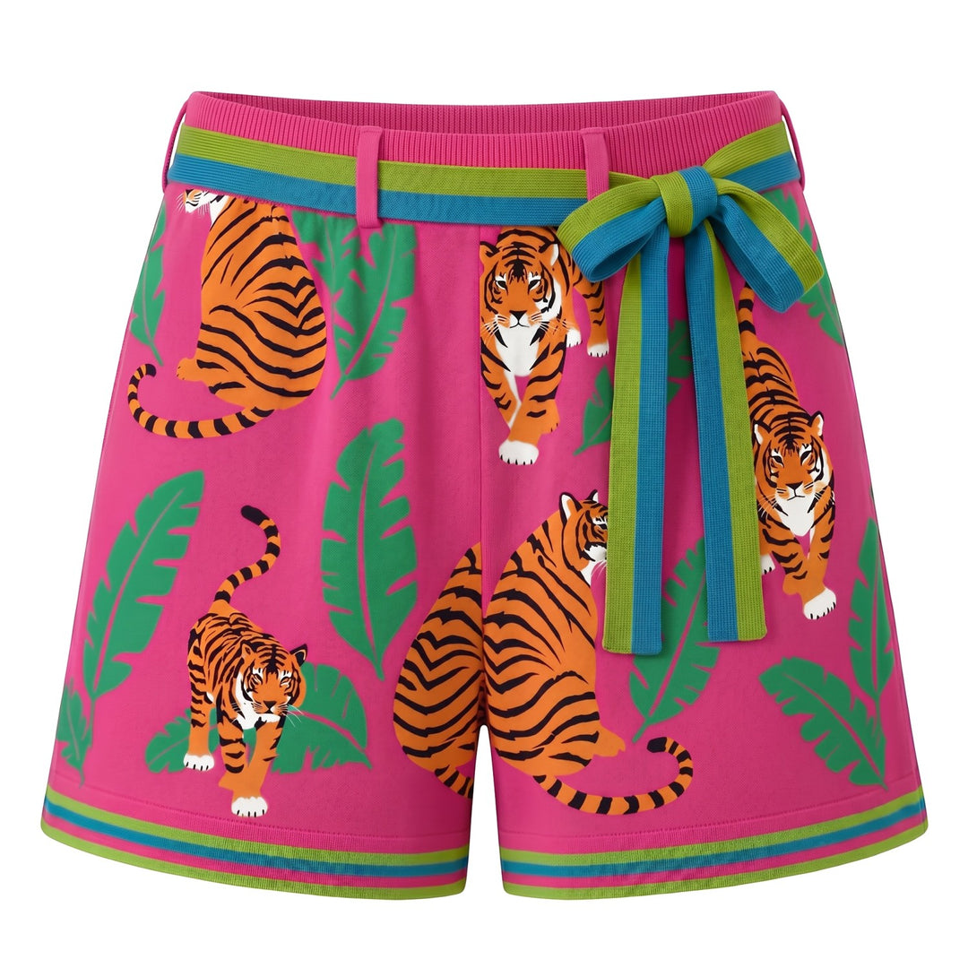 Hvide retro regnbuestribede strikshorts til mænd