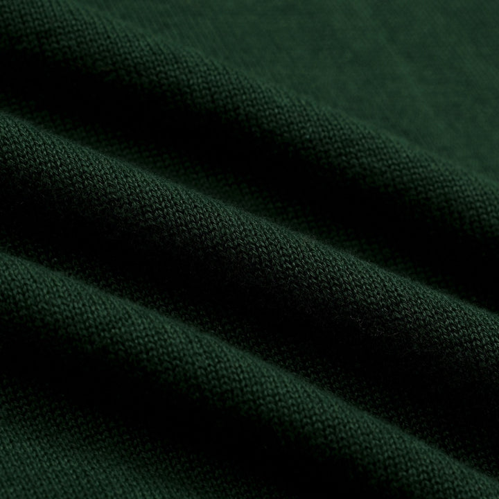 T-shirt en maille vert foncé pour femme avec rose romantique brodée et col à nouer