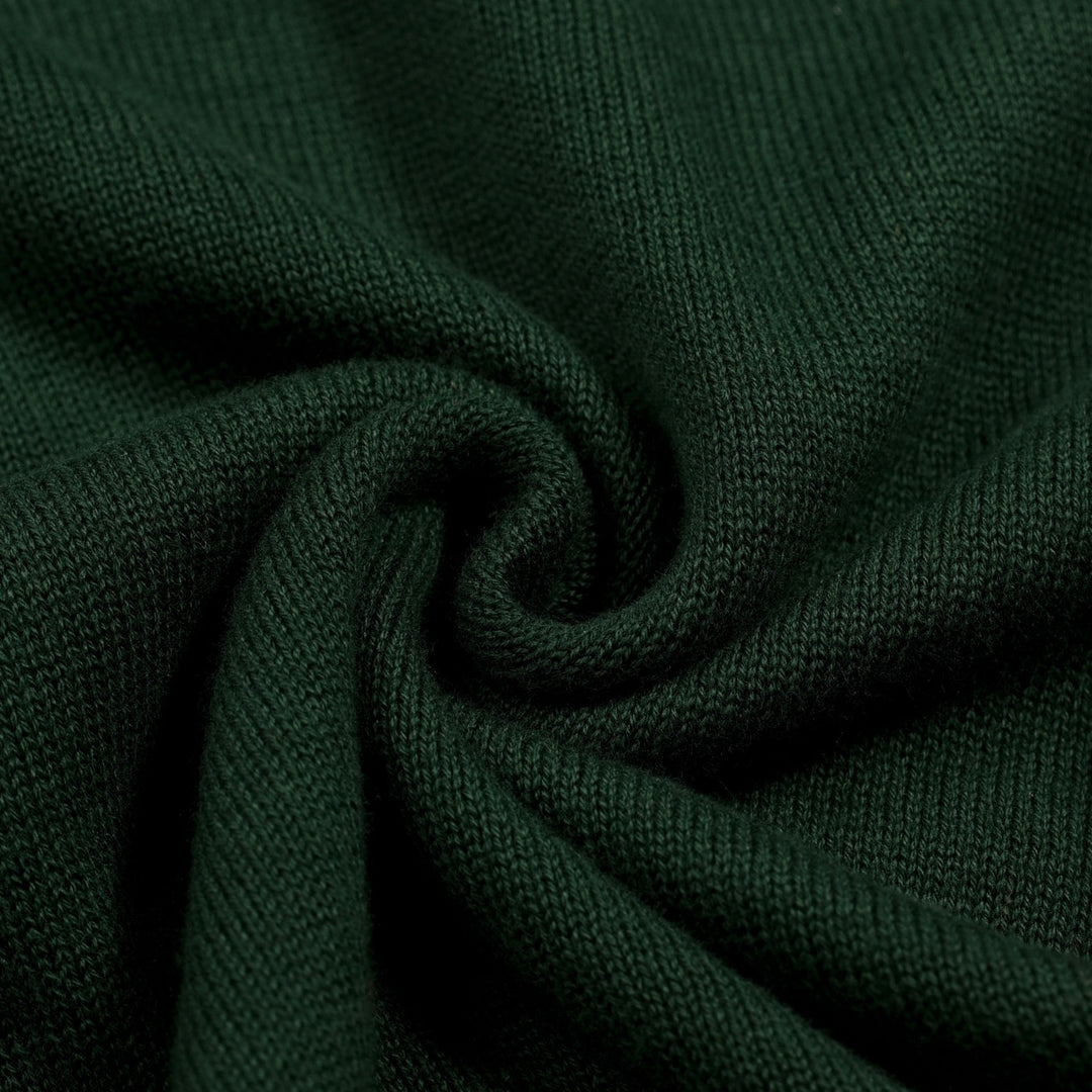 T-shirt en maille vert foncé pour femme avec rose romantique brodée et col à nouer