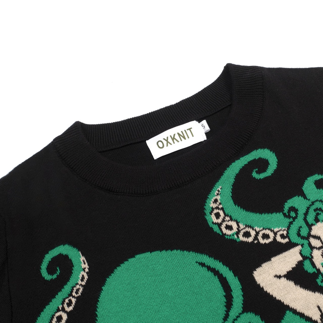 Women's Black Dark Mermaid Retro Knit T-Shirt