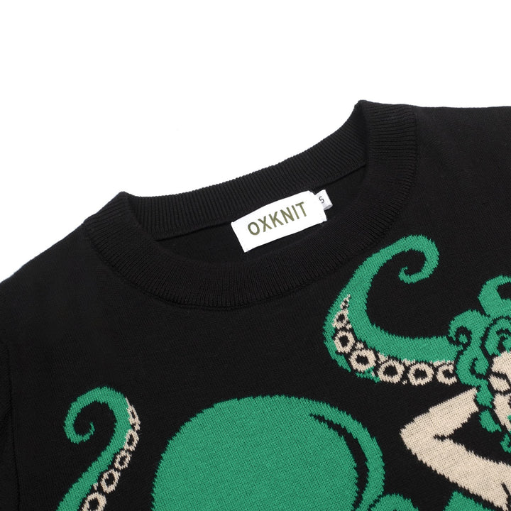 Women's Black Dark Mermaid Retro Knit T-Shirt