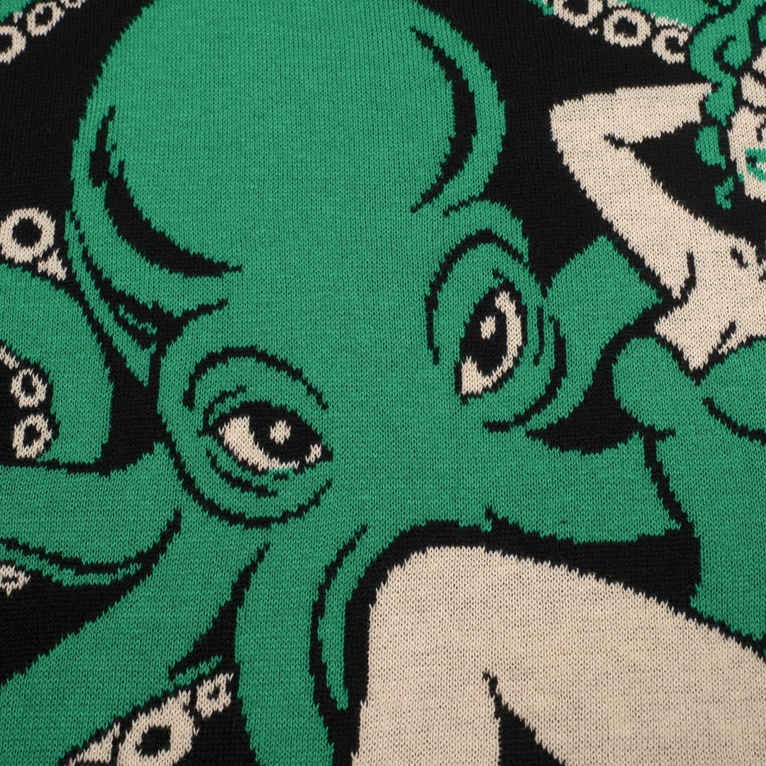 Women's Black Dark Mermaid Retro Knit T-Shirt