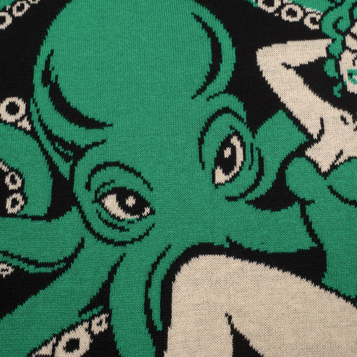 Women's Black Dark Mermaid Retro Knit T-Shirt