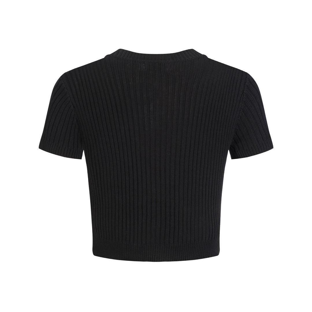 Dames Zwarte Scorpion Cactus Geborduurd Gebreid Vest - Verkorte Lengte