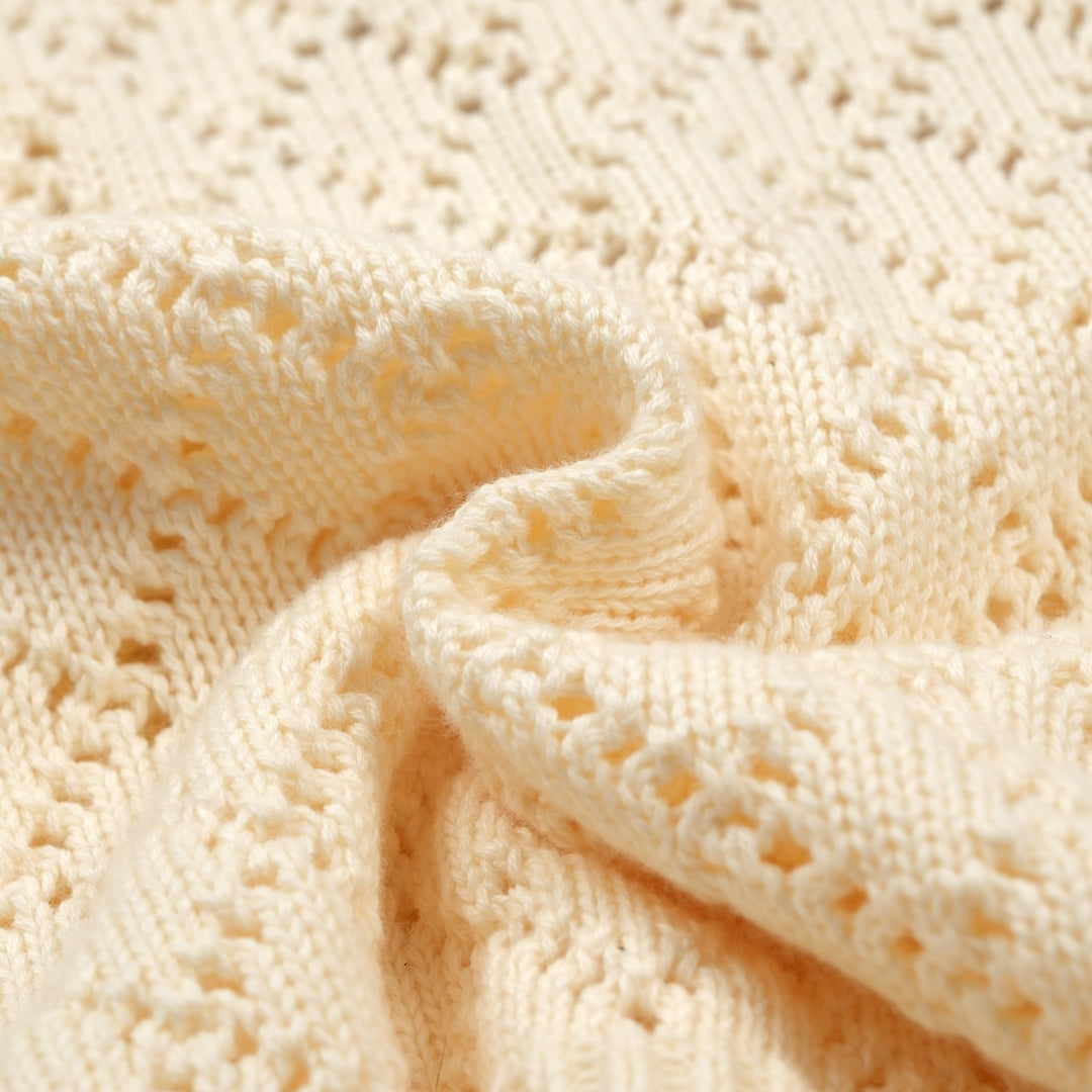 Women's Apricot Cartoon Octopus Embroidered Knit Cardigan - Cropped Length