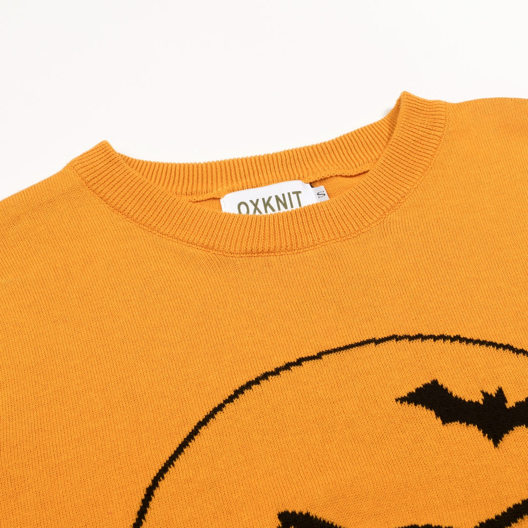 Dames Gele Halloween Schattige Vintage Gebreide T-Shirt