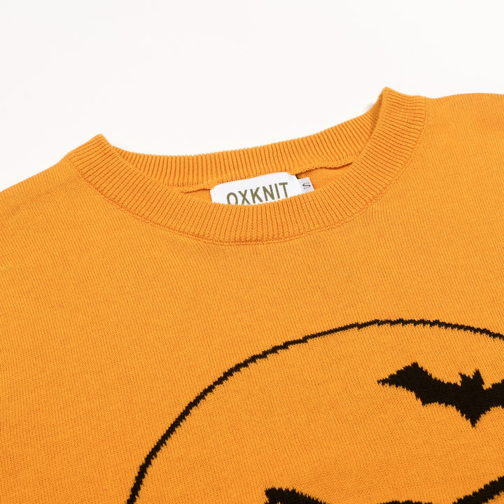 Dames Gele Halloween Schattige Vintage Gebreide T-Shirt
