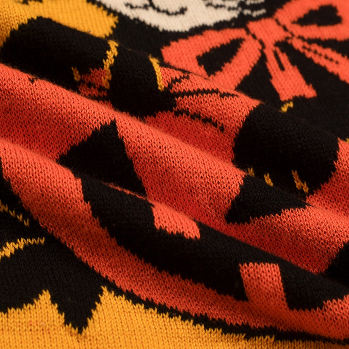 Dames Gele Halloween Schattige Vintage Gebreide T-Shirt