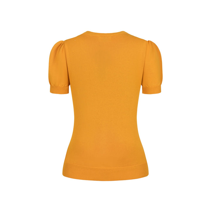 Dames Gele Halloween Schattige Vintage Gebreide T-Shirt