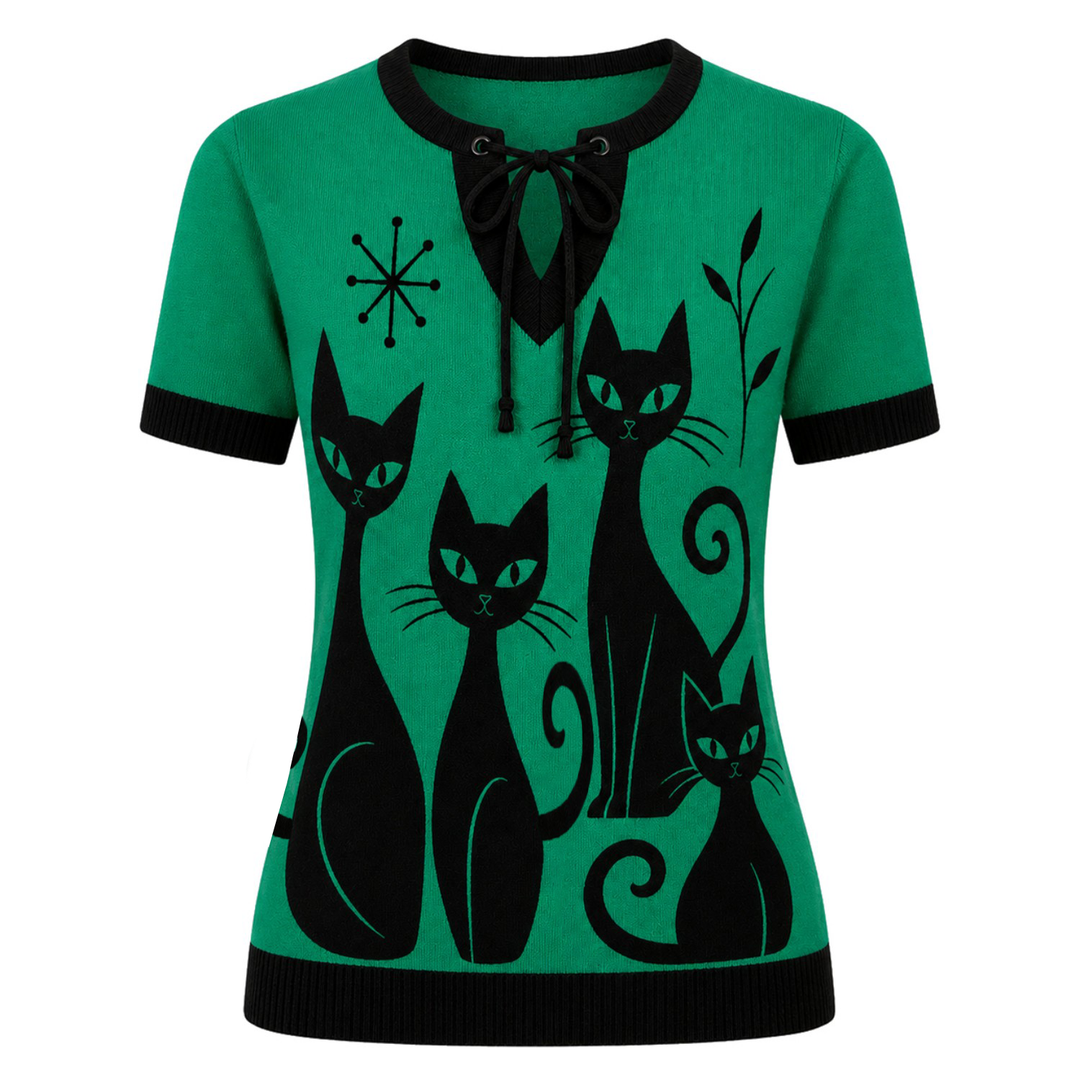 Brunstribet Jacquard strik T-shirt til kvinder