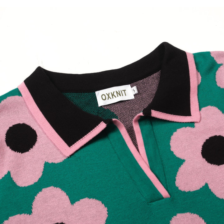 Women's 60s Floral Mod Jacquard Pocket Knit Dress
