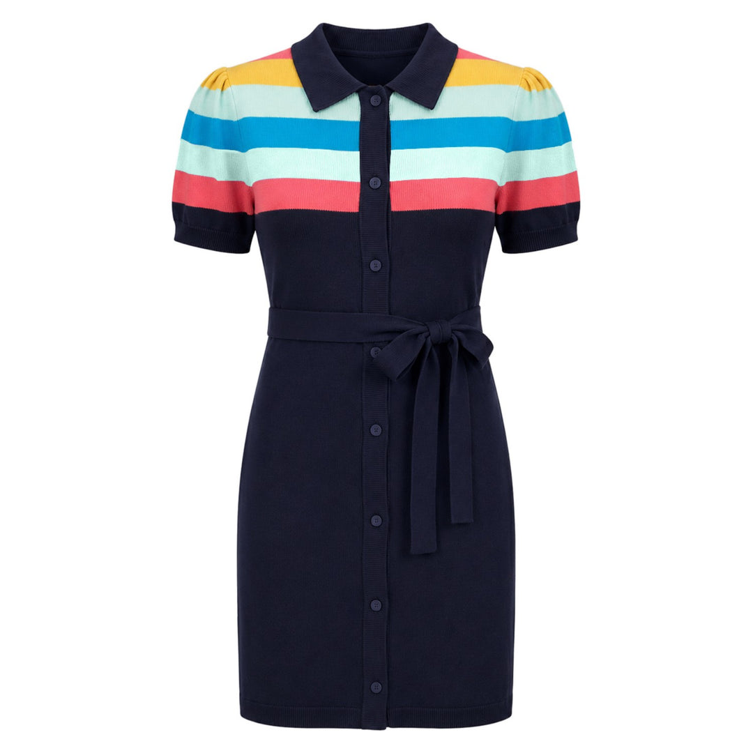 Abito da donna in maglia vintage blu scuro anni '60