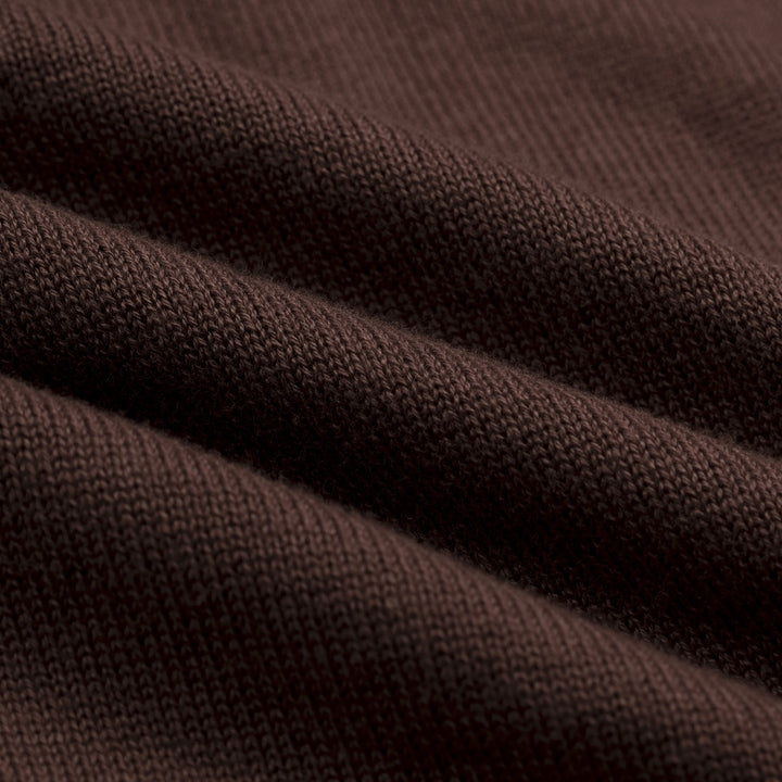 Women's Brown Vintage Sporty Pocket Short-Sleeve Knit Dress