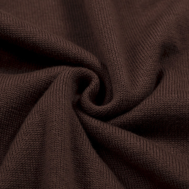 Women's Brown Vintage Sporty Pocket Short-Sleeve Knit Dress