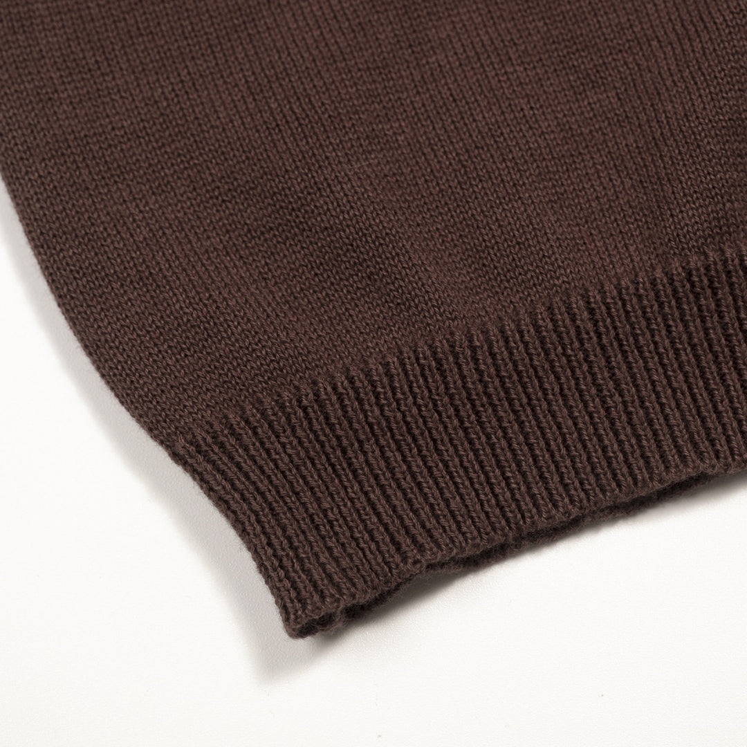 Women's Brown Vintage Sporty Pocket Short-Sleeve Knit Dress