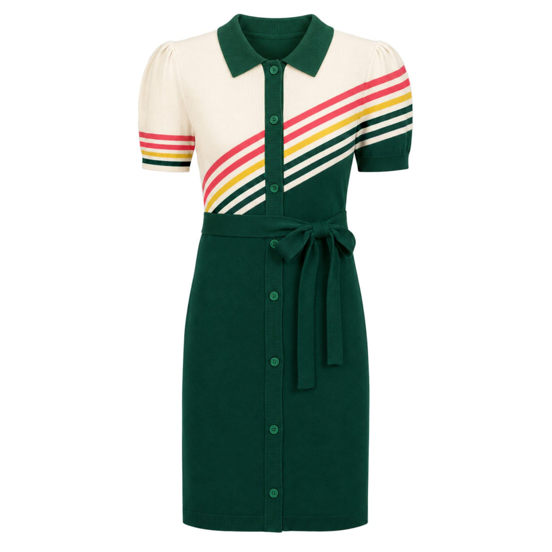 Kvinders mørkeblå vintage 60'er strikkjole