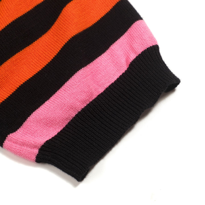 Women's Black Rainbow Lightning Pattern Pocket Short-Sleeve Knit Dress