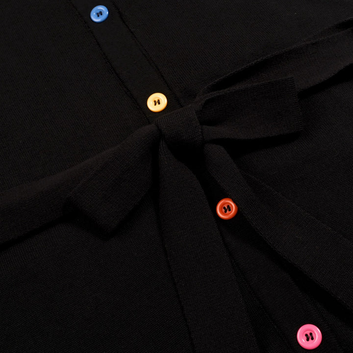 Women's Black Rainbow Lightning Pattern Pocket Short-Sleeve Knit Dress