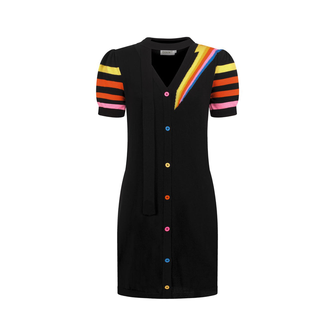 rainbow knit dress Crochet Sunshine Mesh Small / Sunshine Rainbow boosting knitted midi dress made for colour lovers Rainbow Dress