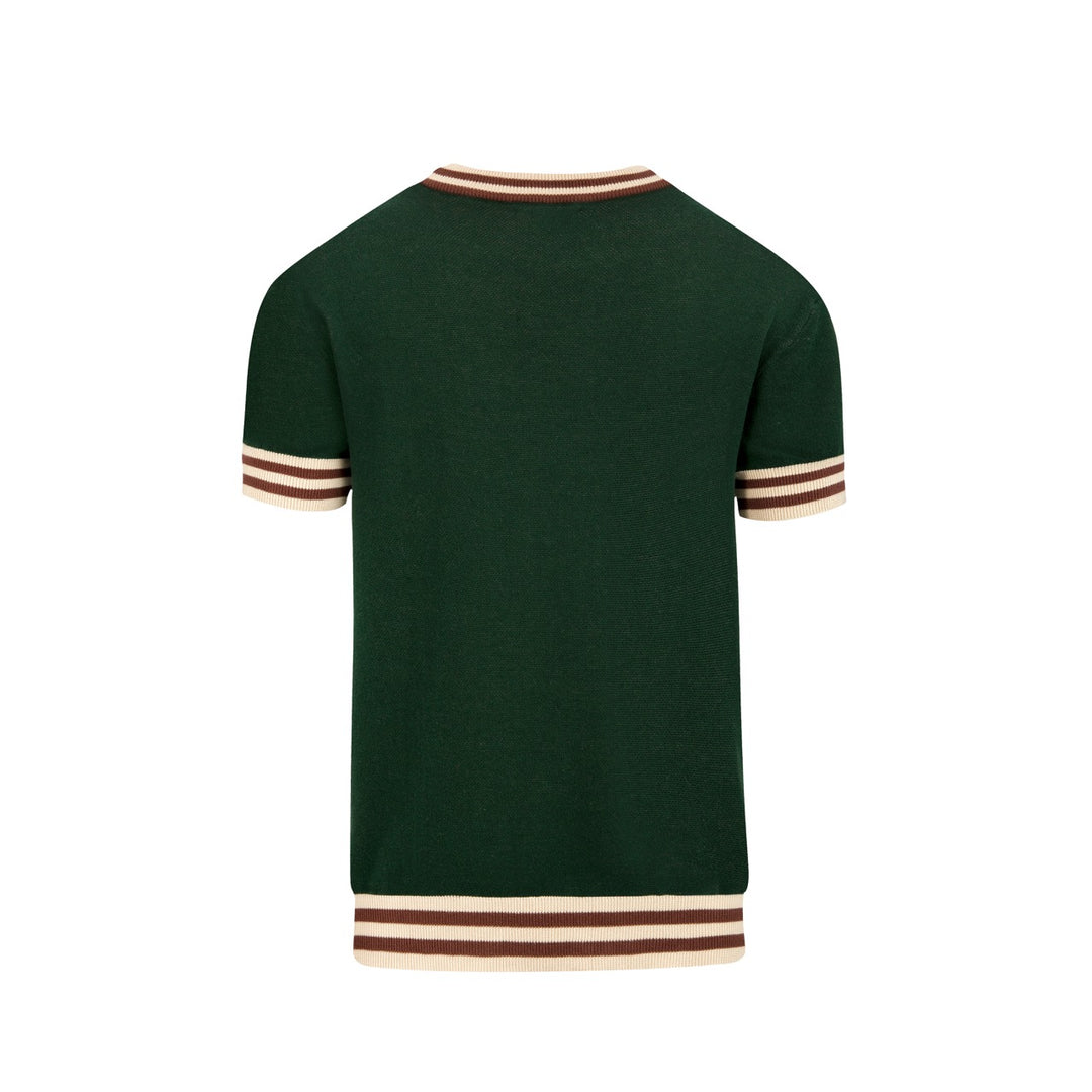 Ανδρικό Πράσινο Πλεκτό T-Shirt με Διασκεδαστικό Σχέδιο Κατοικίδιου