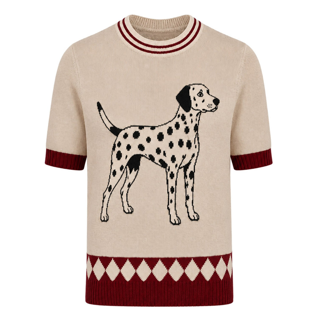 Mørkeblå landskab Jacquard strik T-shirt til mænd)