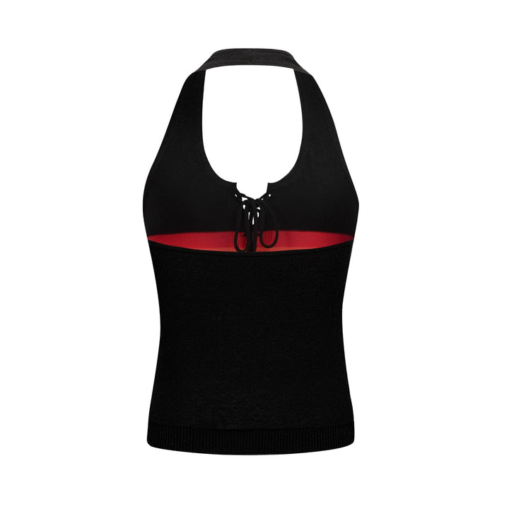 Women's Black 70s Rainbow Retro Knit Camisole Vest
