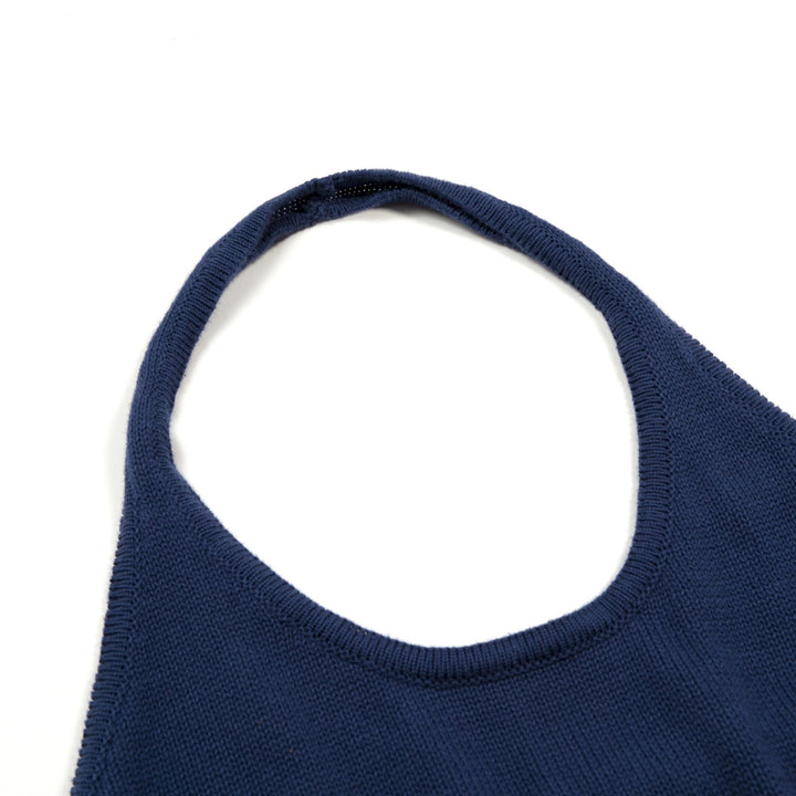Mørkeblå minimalistisk camisole-strikket vest for kvinner
