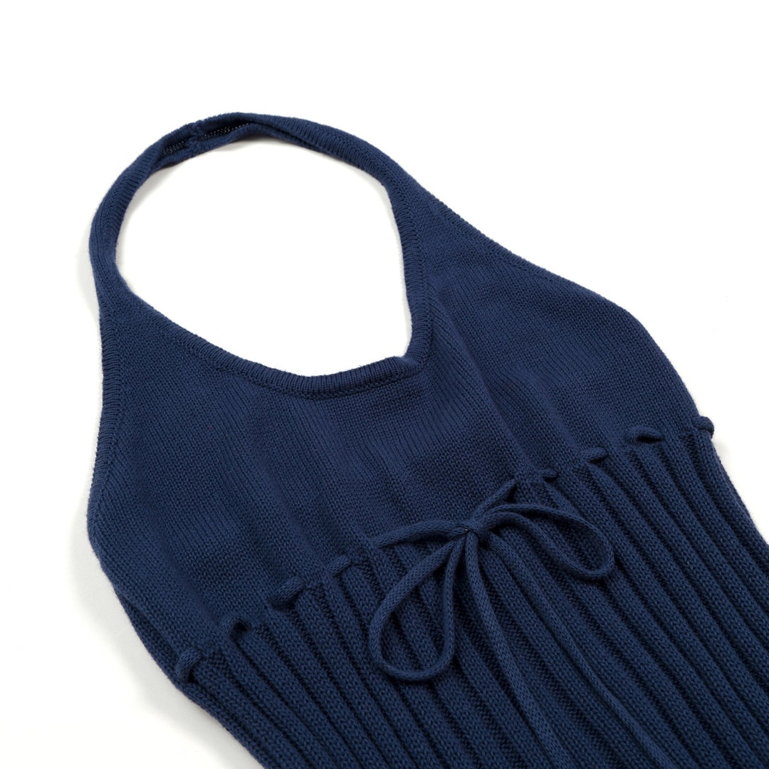 Mørkeblå minimalistisk camisole-strikket vest for kvinner