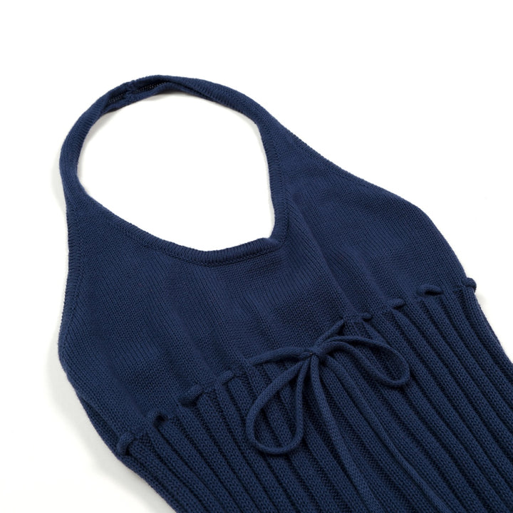 Mørkeblå minimalistisk camisole-strikket vest for kvinner