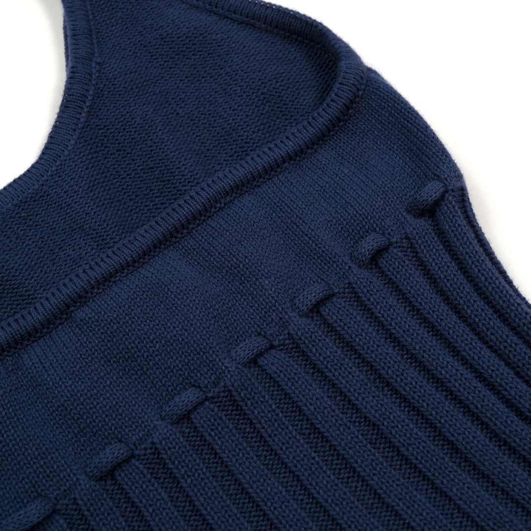 Mørkeblå minimalistisk camisole-strikket vest for kvinner