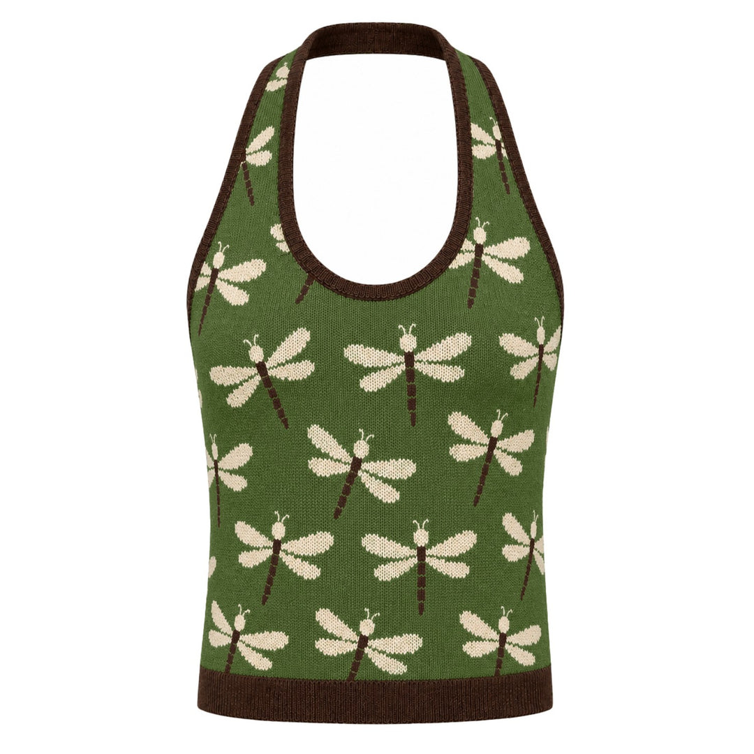 Damen Apricot Lustiges Tropisches Botanisches Jacquard-Stricktop