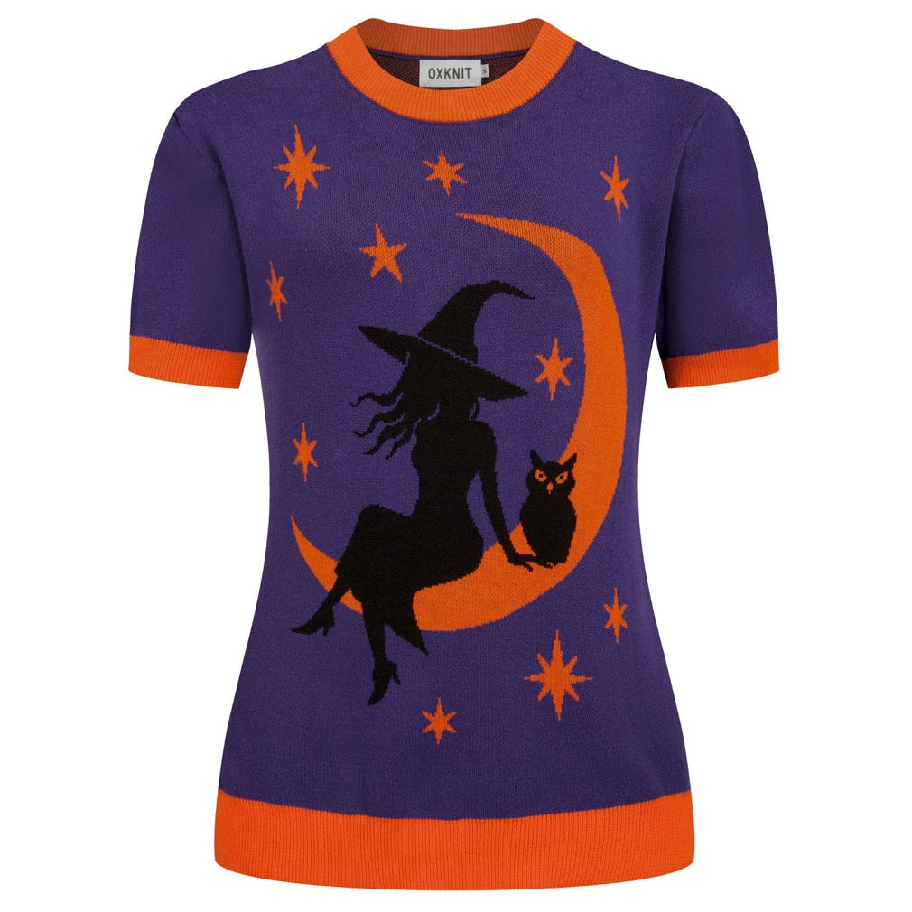 Dame Lilla Vintage Halloween Jacquard Strik T-shirt