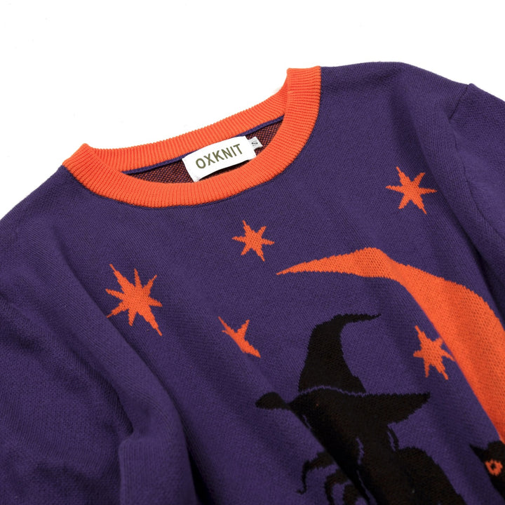 Dame Lilla Vintage Halloween Jacquard Strik T-shirt