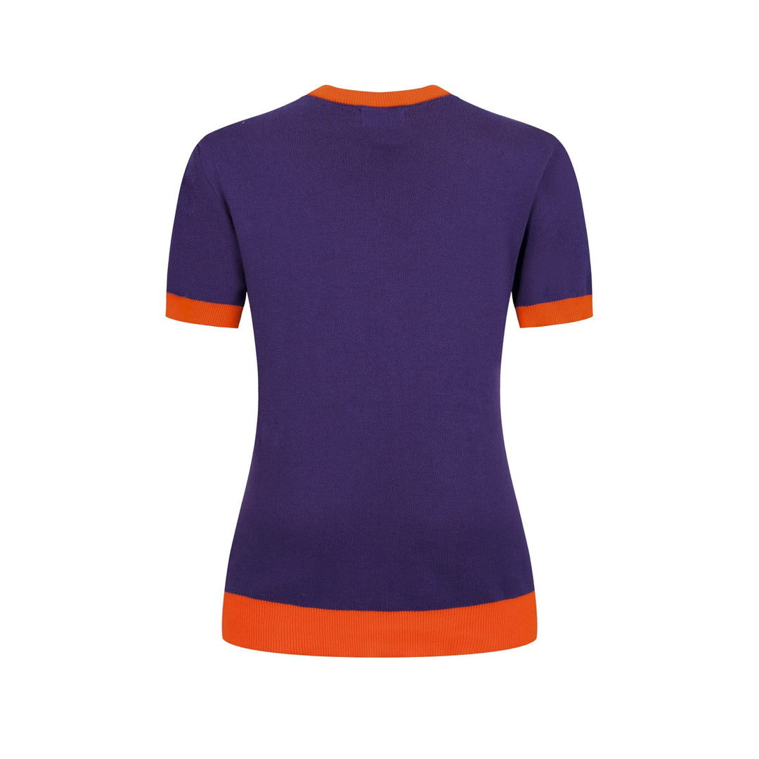 Dame Lilla Vintage Halloween Jacquard Strik T-shirt