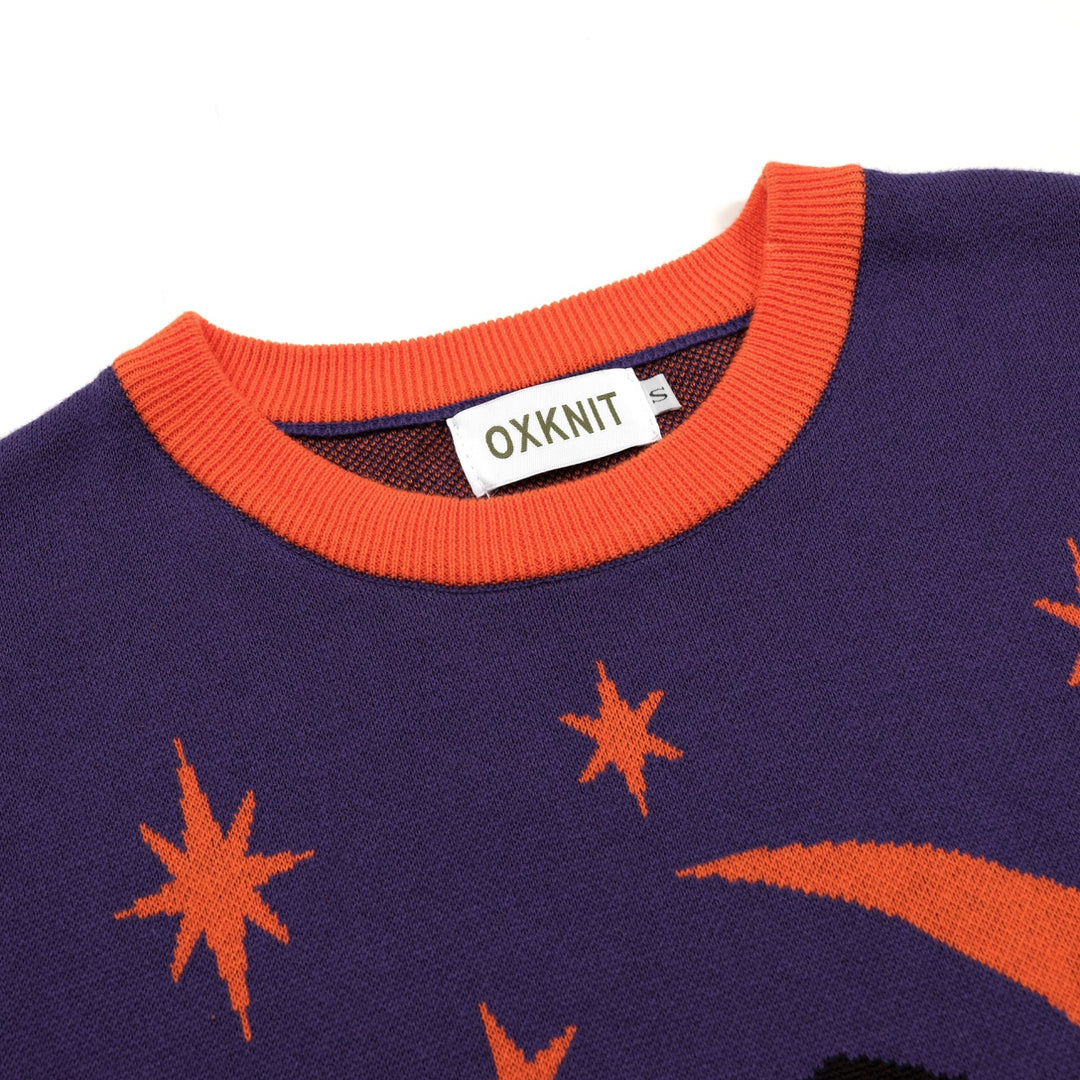 Dame Lilla Vintage Halloween Jacquard Strik T-shirt