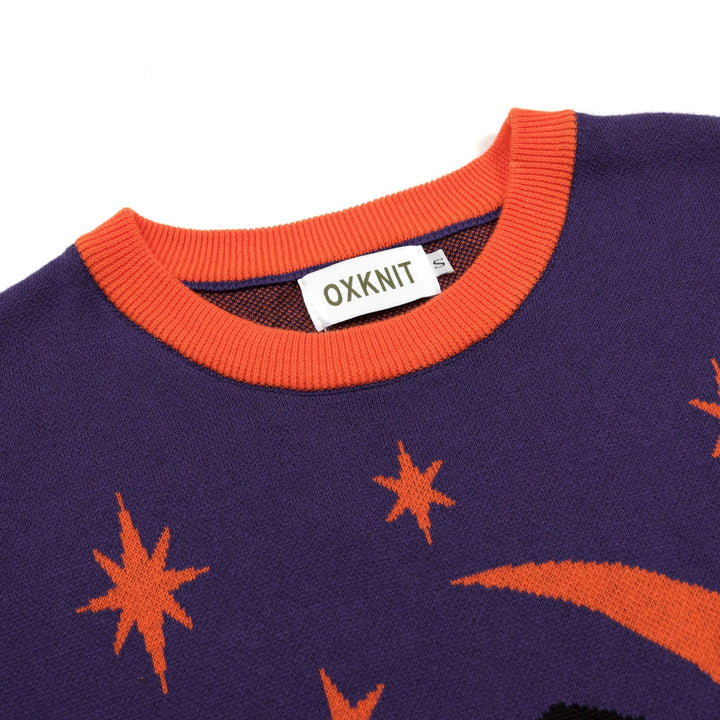 Dame Lilla Vintage Halloween Jacquard Strik T-shirt