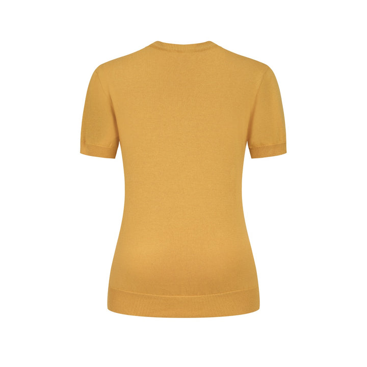 Dames Licht Khaki 60s Mod Meisje Jacquard Gebreid T-Shirt