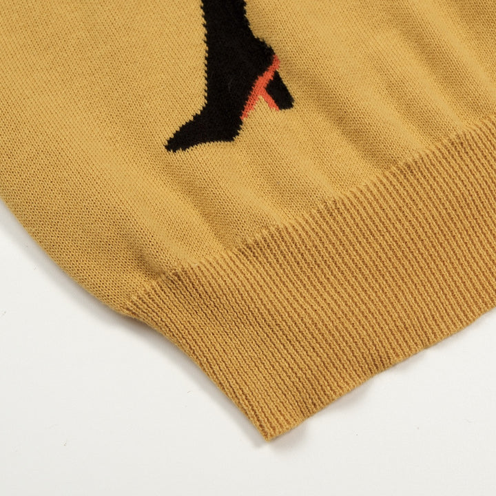 Dames Licht Khaki 60s Mod Meisje Jacquard Gebreid T-Shirt