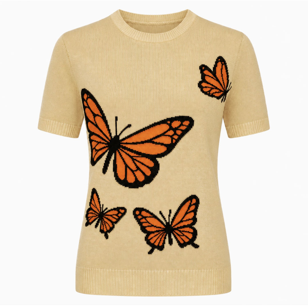 Women's Apricot 70s Naturalist Jacquard Knit T-Shirt