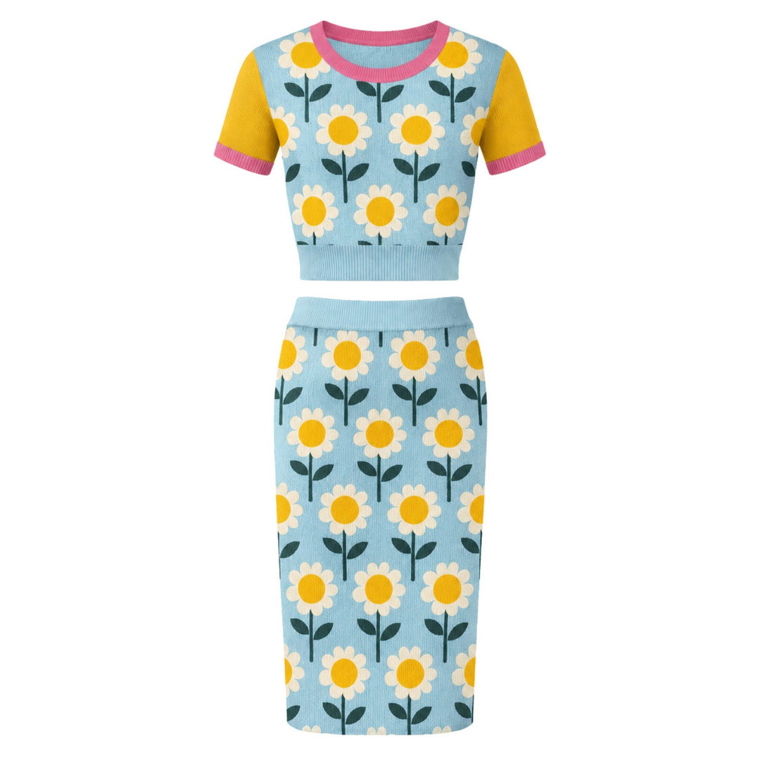 Conjunto de Vestido Jacquard Retro Pop Abstracto para Mujer