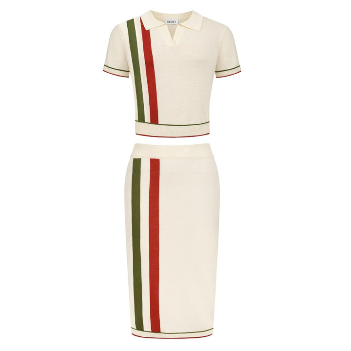 Conjunto de vestido a rayas color albaricoque de los años 70 estilo vacaciones italianas para mujer